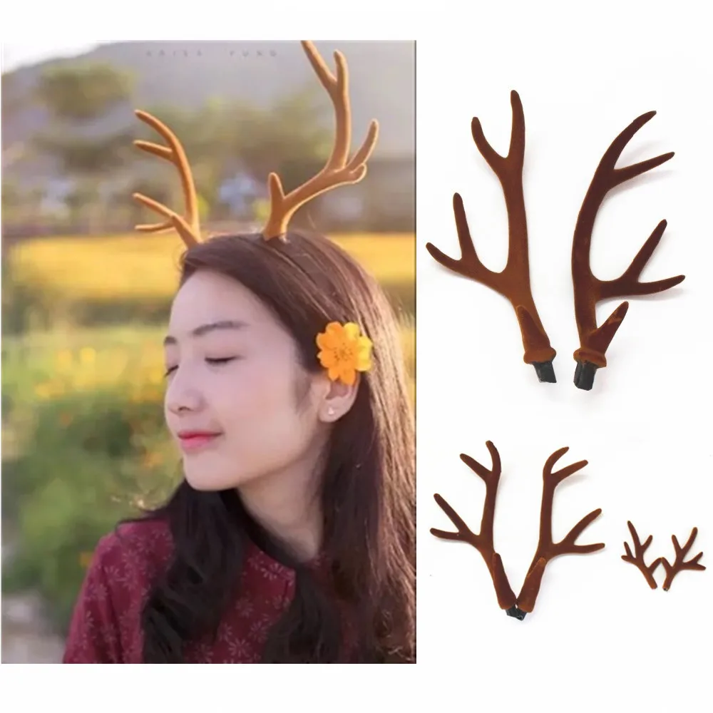 Reindeer Antlers Headband - Ręcznie robione brązowe sztuczne poroże jelenia,