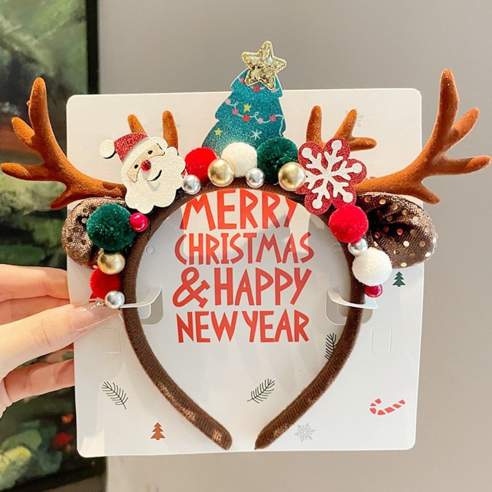 Reindeer Antlers Headband - Urocza czerwona welurowa opaska na włosy